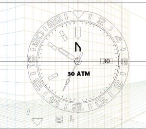 Sketch of Ugly Watch 300m Dial