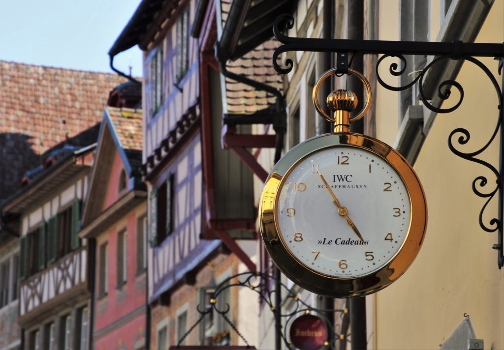 Switzerland Building and IWC Clock Image